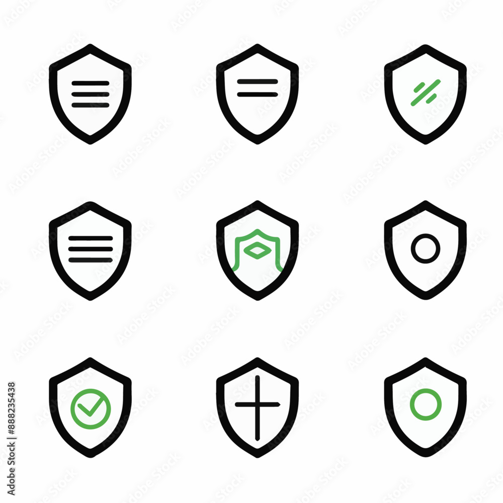 Outline icon set of Shield Outline icon set of Shield