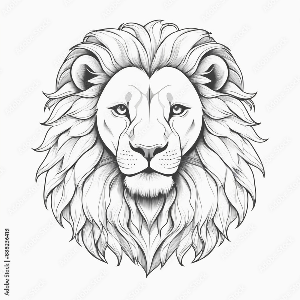 Fototapeta premium lion head line art vector style image