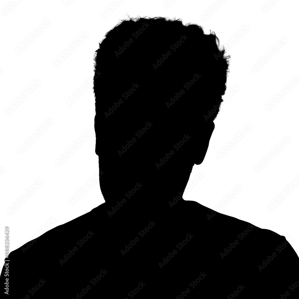 Silhouette of an adult man. Male avatar. Social media icon. Portrait with disheveled hair. Silhouette isolated on white Silhouette of an adult man. Male avatar. Social media icon. Portrait with disheveled hair. Silhouette isolated on white