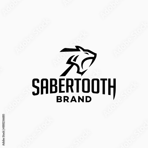  Big cat icon. Roar angry tiger logo. aggressive sabertooth tiger logo design. tiger roaring mascot design. 