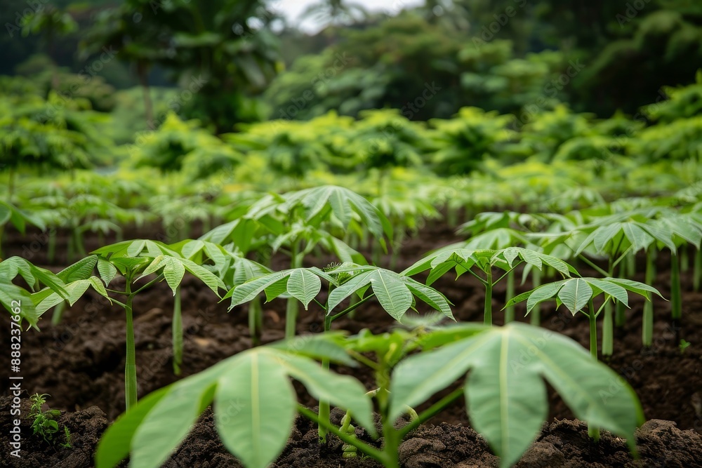 Growing and tending to cassava plants Growing and tending to cassava plants