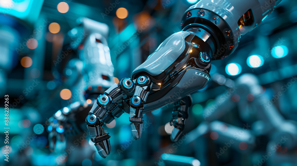 Closeup of a robotic arm, futuristic technology Closeup of a robotic arm, futuristic technology