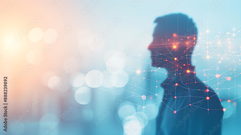 Fototapeta premium Trendy business networking events, side view, emphasizing professional connections, technology tone, Complementary Color Scheme