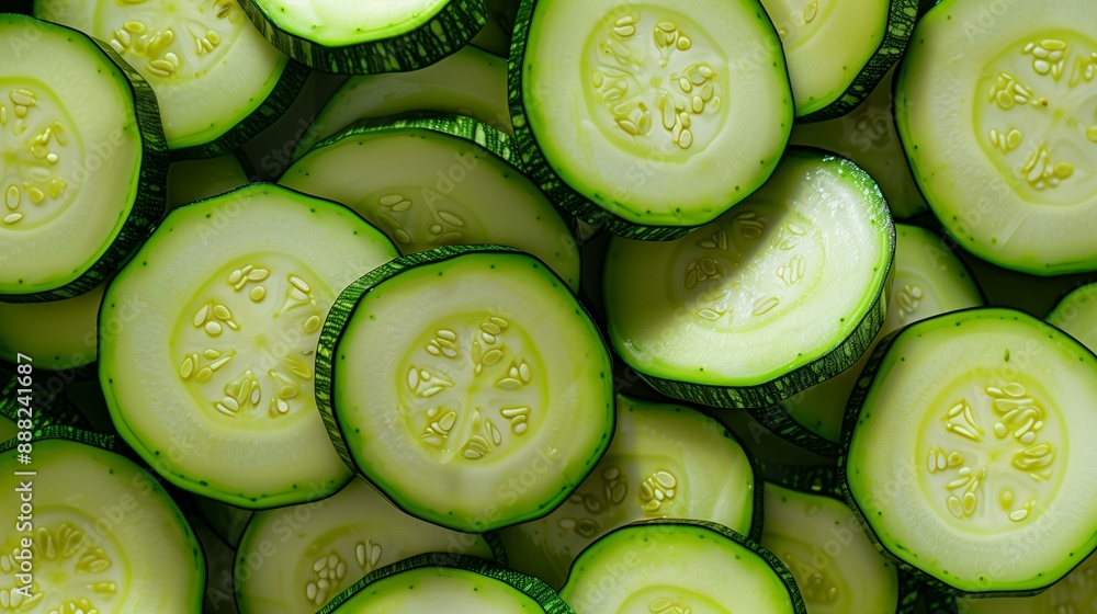 Photo of a pile of sliced zucchinis 1 Photo of a pile of sliced zucchinis 1
