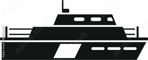 Black silhouette of a patrol boat sailing on the sea