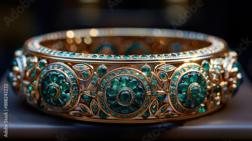 Luxurious emerald and gold bracelet