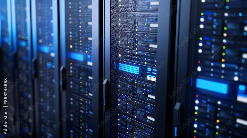 An aerial view of a data center with rows of servers, high-resolution photo, realistic photo, cinematography An aerial view of a data center with rows of servers, high-resolution photo, realistic photo, cinematography