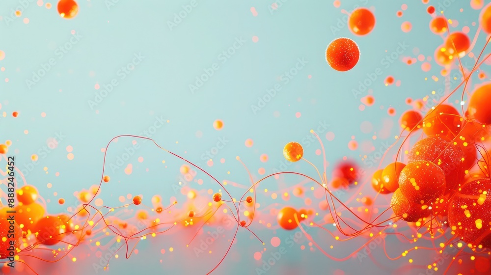 Neon orange dots with fiery red connections over a pale blue canvas, text space in the lower center Neon orange dots with fiery red connections over a pale blue canvas, text space in the lower center