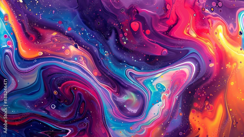 Multicolored liquid drops creating an abstract, artistic backdrop. Neon liquid patterns forming a vibrant, dynamic background. Multicolored liquid drops creating an abstract, artistic backdrop. Neon liquid patterns forming a vibrant, dynamic background.