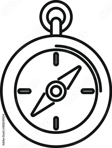 Line drawing of a magnetic compass showing direction while pointing north