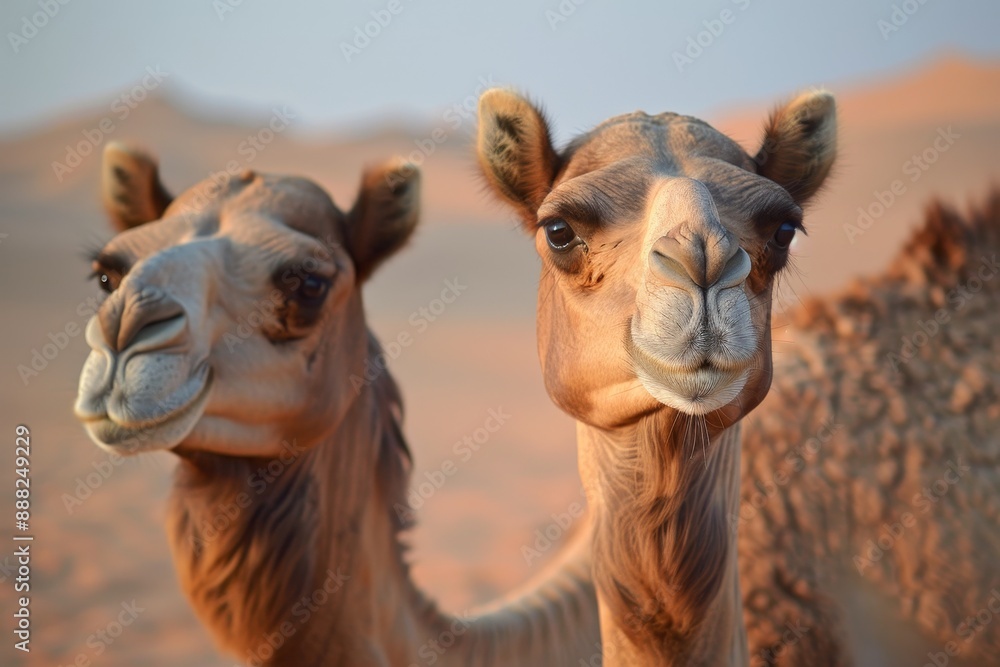 Fototapeta premium Camels in Dubai s desert