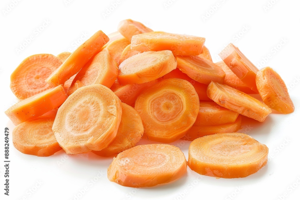 Carrot slices on white background with clipping path