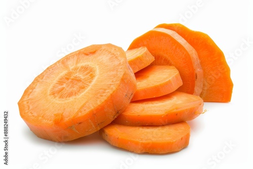 Carrot sliced on white background with clipping path