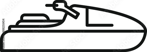 Modern water scooter standing riding position icon, outline style
