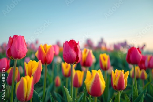 Colorful tulips in a field for decoration and agriculture © LimeSky