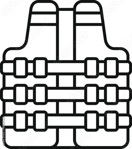 Line drawing of a life jacket ensuring safety and flotation in water sports and recreational activities