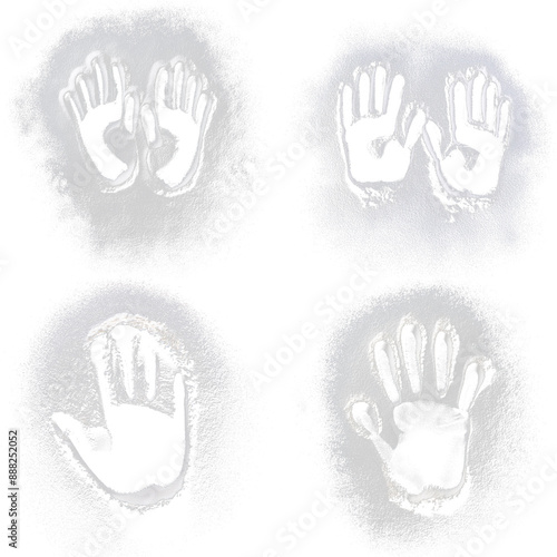 Pacl x 4 Footprints on White Dust: Talcum Powder, Flour, Sand - High-Resolution Stock Images photo