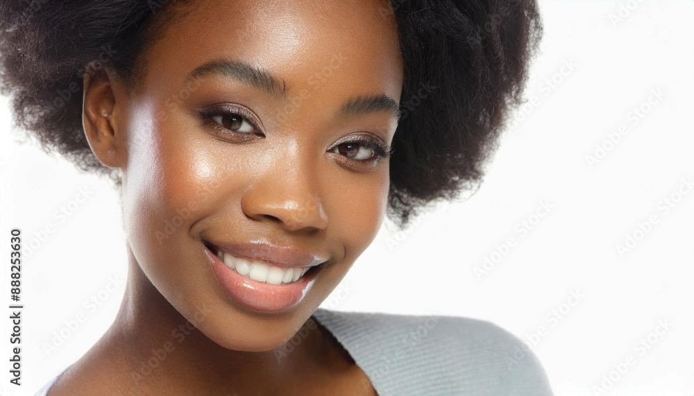 Portrait of young beautyful African girl, perfect skin, natural makeup, cosmetic advertisement, health skin concept Portrait of young beautyful African girl, perfect skin, natural makeup, cosmetic advertisement, health skin concept