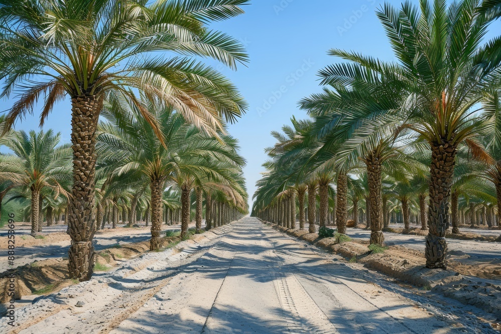 Date palm plantation for healthy food production a growing industry in the Middle East desert Date palm plantation for healthy food production a growing industry in the Middle East desert