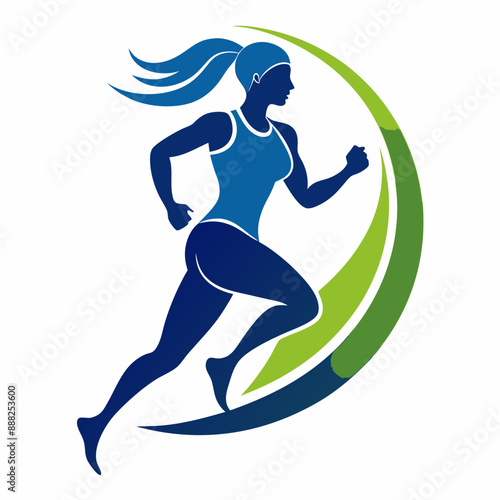 A vector logo lady running