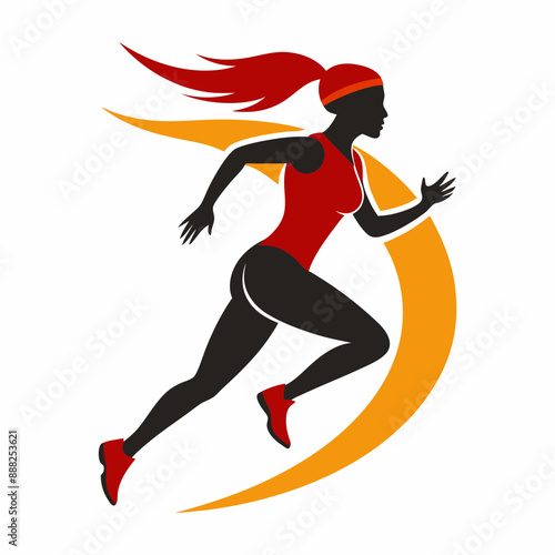 A vector logo lady running