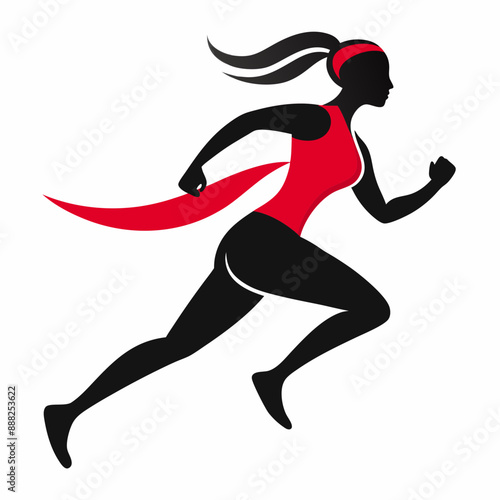 A vector logo lady running