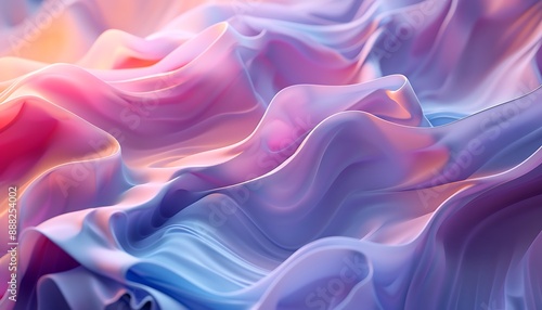 High-resolution 3D background of elegant pastel abstract waves, close-up shot highlighting intricate texture.