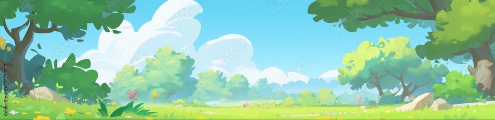 Naklejka premium Serene Natural Background for Zoom Meetings and Video Calls with Abundant Greenery