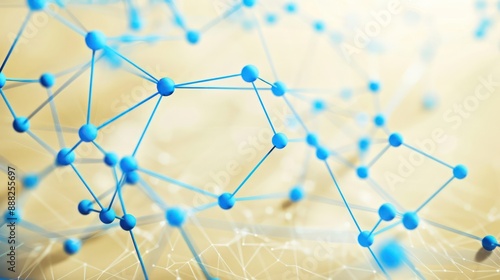 Royal blue dots connected by light blue lines on a warm beige background, text area in the lower left