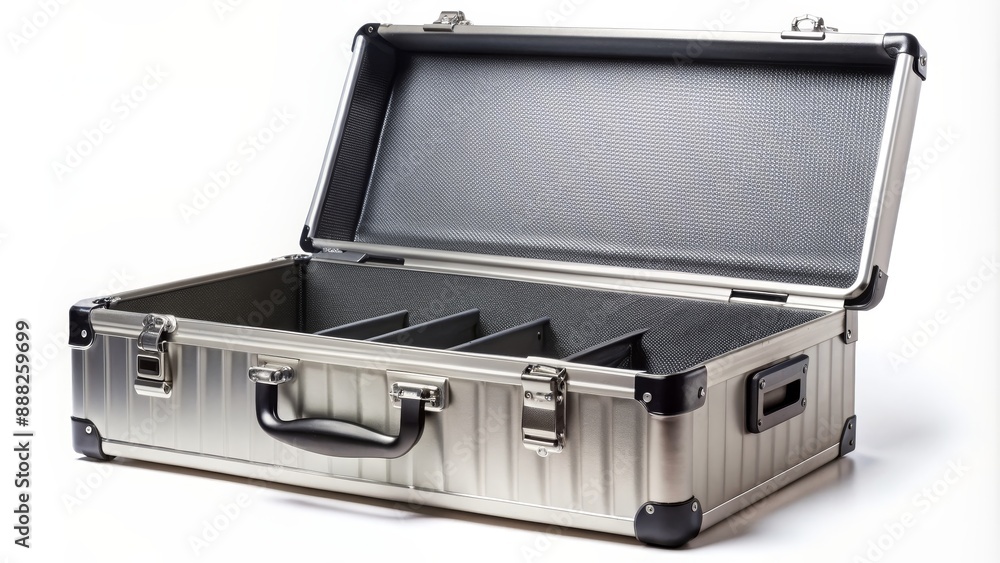 Open Aluminum Case with Black Interior, Empty and Ready for Storage, Storage Case, Aluminum Case, Storage Box, Case Open Aluminum Case with Black Interior, Empty and Ready for Storage, Storage Case, Aluminum Case, Storage Box, Case