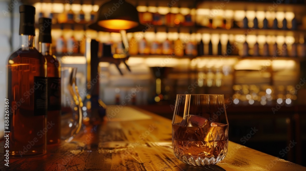 Luxurious wide angle menu bar with wine and whisky, reminiscent of Kingsman movie ambiance. Luxurious wide angle menu bar with wine and whisky, reminiscent of Kingsman movie ambiance.