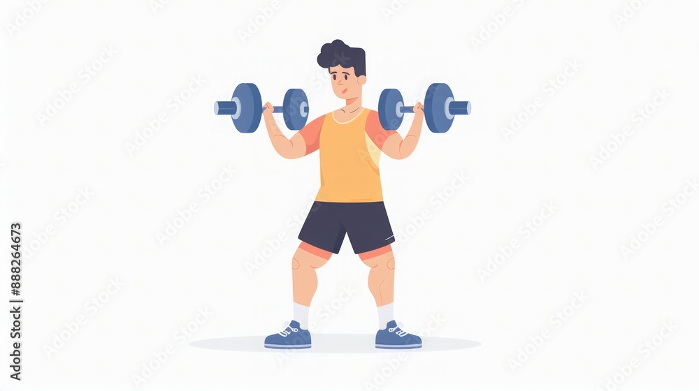 Man Lifting Weights - Fitness Illustration Man Lifting Weights - Fitness Illustration