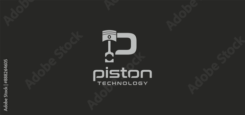Engine Repair Maintenance Logo Piston and gear service Automotive engine mechanical technology logo