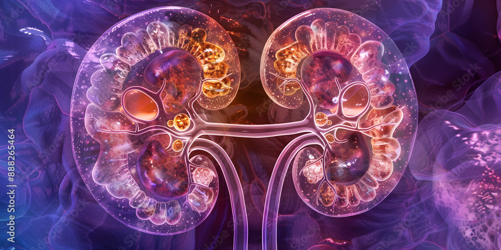 Renal pathology image displaying chronic kidney disease effects on ...