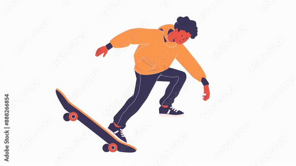 Obraz premium Skateboarding Illustration: Youthful Energy and Urban Style