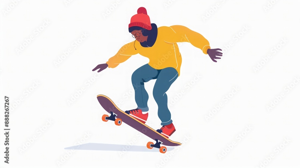 Obraz premium Skateboarding Illustration: A Dynamic Jump