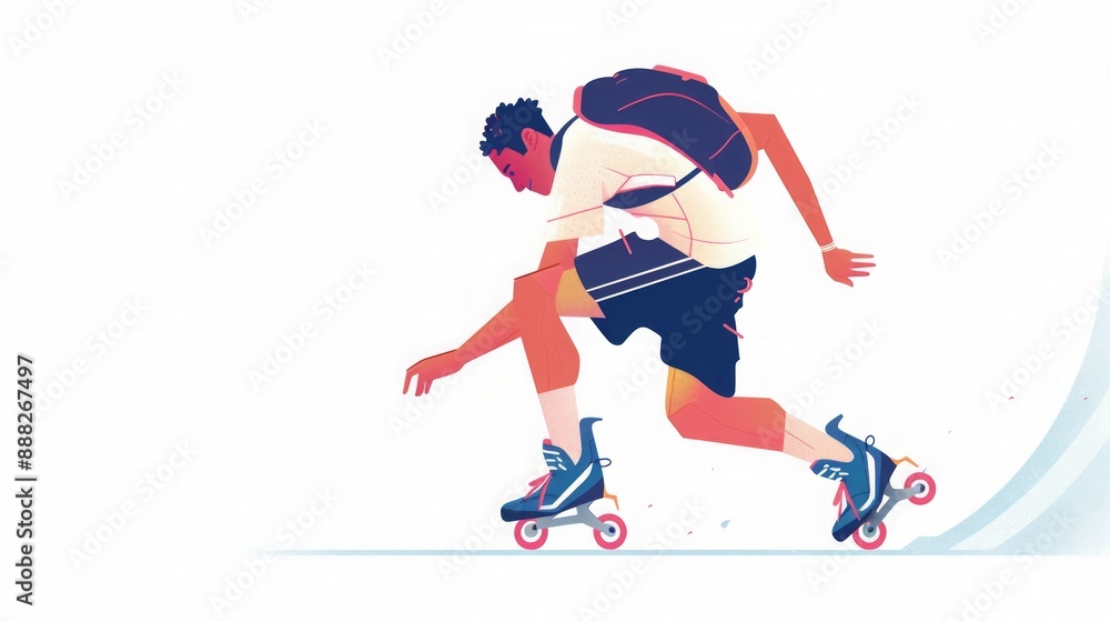 Fototapeta premium Rollerblading Man: A Dynamic Illustration of Speed and Motion