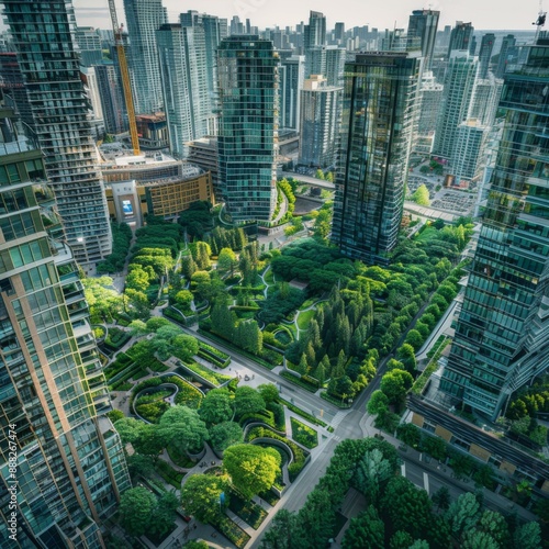 Wallpaper Mural Aerial Panorama of Eco-Friendly Infrastructure: Winding Road Through a Lush Green Forest, Celebrating Sustainable Development Torontodigital.ca