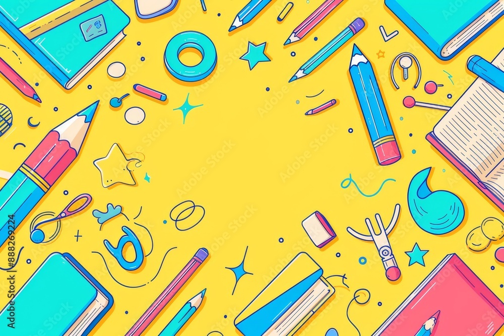 Web banner, doodle on checkered paper background, modern illustration. Web banner, doodle on checkered paper background, modern illustration.