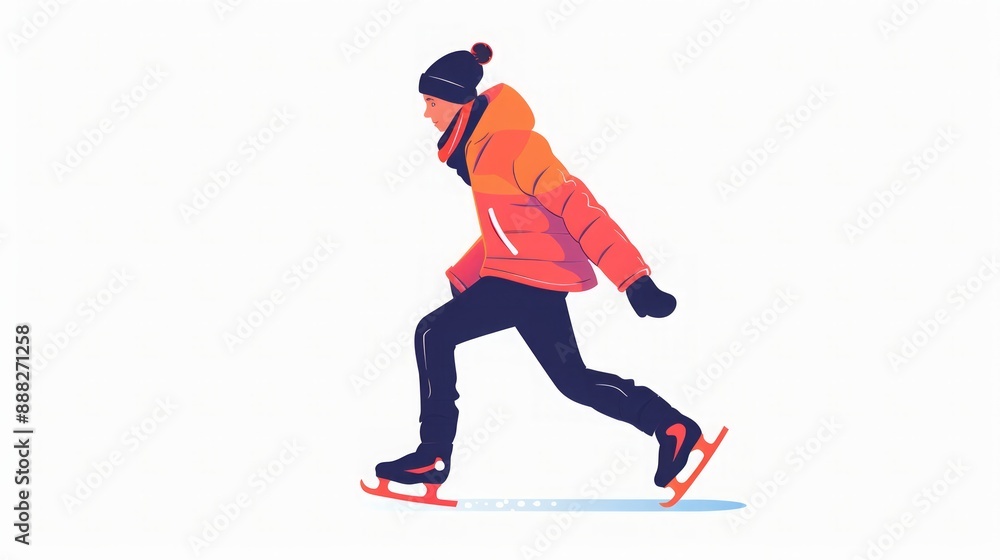 Fototapeta premium Ice Skating Illustration: Winter Sports Athlete in Motion