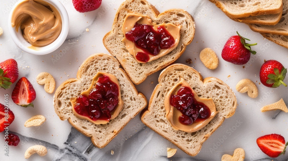 kid-friendly peanut butter and jelly sandwich cut into fun shapes on whole wheat bread kid-friendly peanut butter and jelly sandwich cut into fun shapes on whole wheat bread