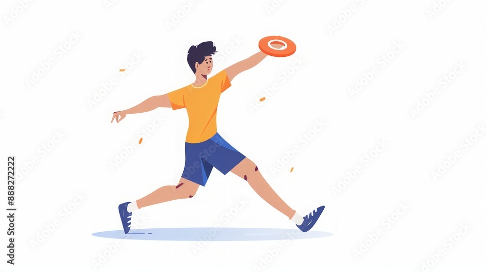 Man Playing Frisbee: Fun Outdoor Sport Illustration Man Playing Frisbee: Fun Outdoor Sport Illustration