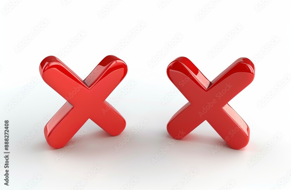 Obraz premium An isolated white background with a graffiti check mark and cross sign