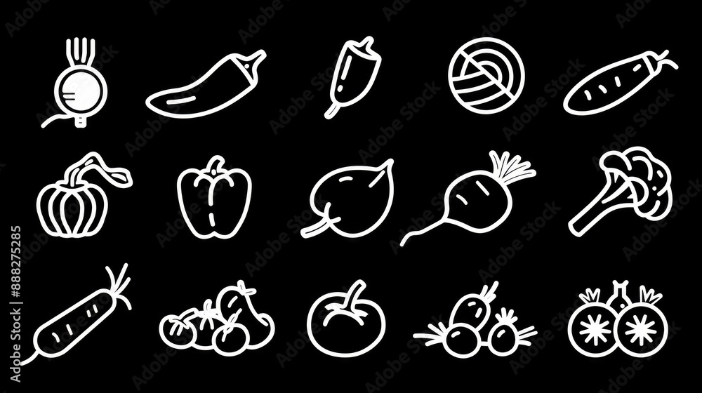 Collection of various food symbols, suitable for culinary websites Collection of various food symbols, suitable for culinary websites
