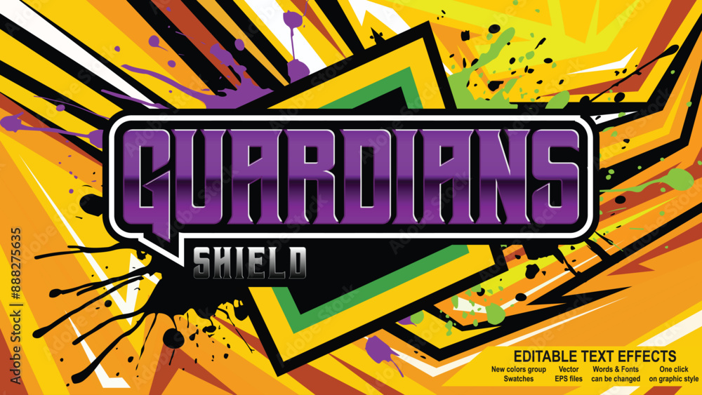 Guardian graffiti editable text effects. vector livery eps style.