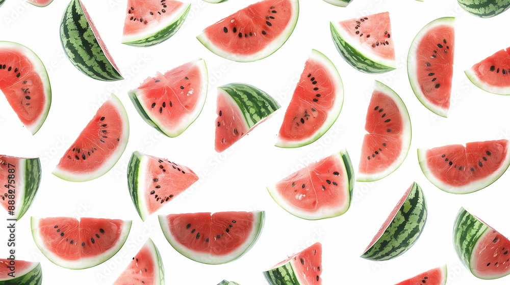 Floating slices of watermelon, minimalistic, photography , white background Floating slices of watermelon, minimalistic, photography , white background