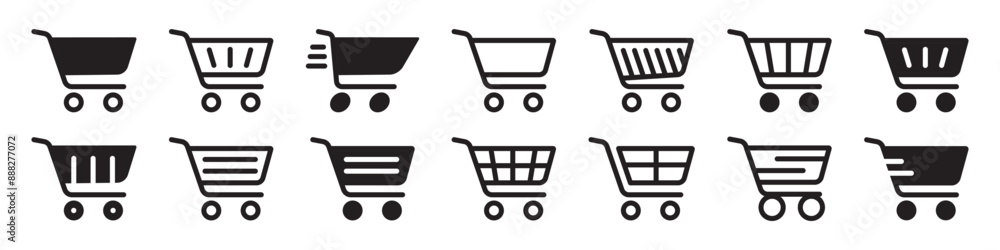 Shopping cart icon set, Full and empty shopping cart symbol, shop and sale. Shopping cart icon set, Full and empty shopping cart symbol, shop and sale.