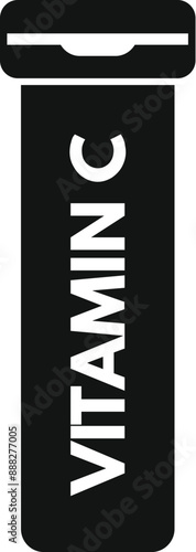 Black silhouette of a tube containing vitamin c effervescent tablets, promoting health and wellness