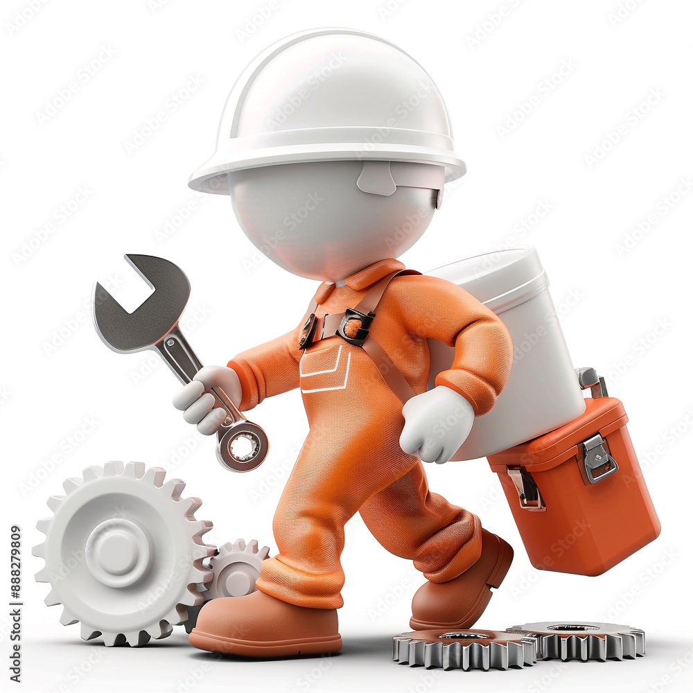 Fototapeta premium 3D human wearing a safety helmet