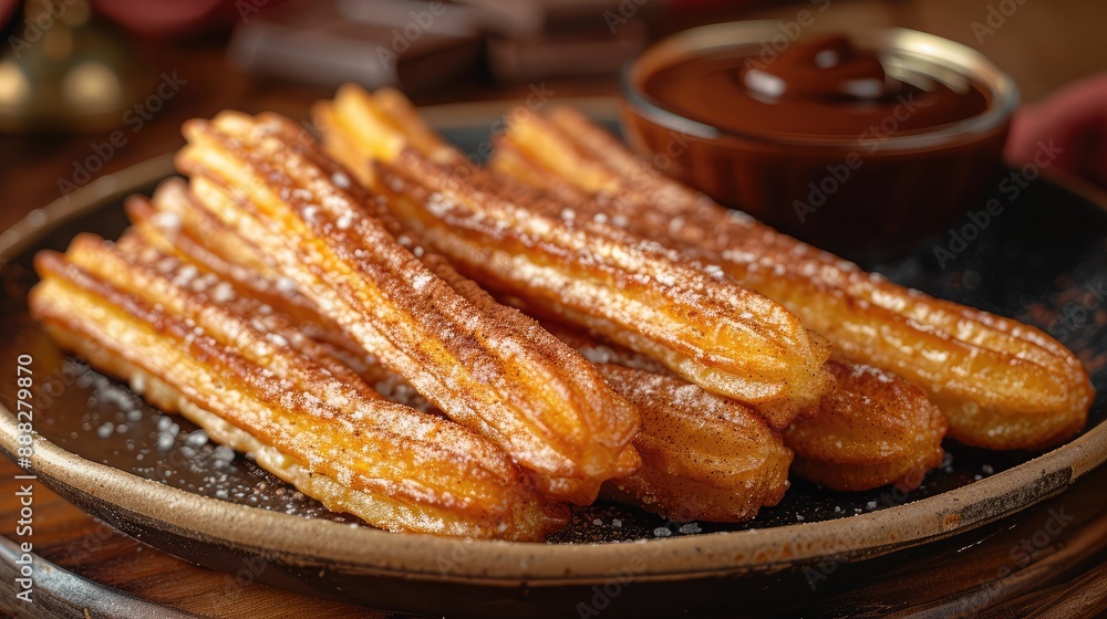 Freshly Made Churros with Cinnamon Sugar - Served with Rich Chocolate Dipping Sauce Freshly Made Churros with Cinnamon Sugar - Served with Rich Chocolate Dipping Sauce
